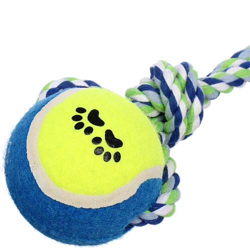 Игрушка-канат для всех пород собак Счастливый хвост!, цвет синийзеленый, 256см95гр_3