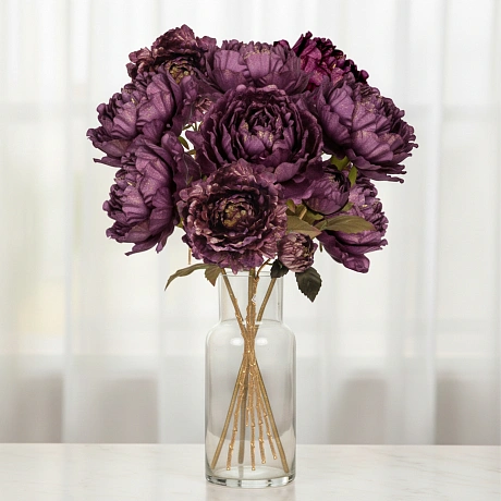 Букет Пионов 9шт "FLOWERS GLAMOUR" 60см лиловые