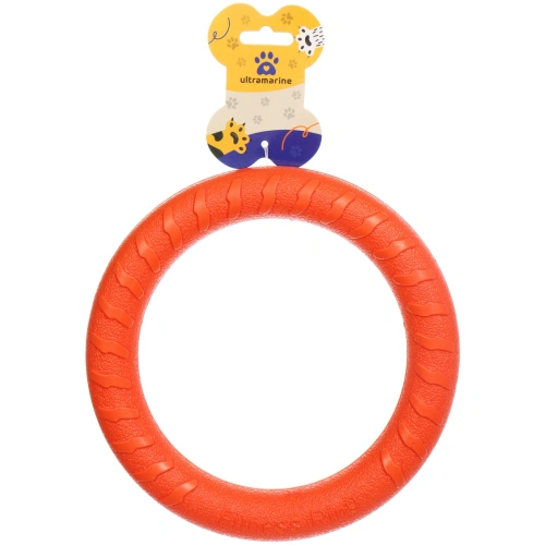 Кольцо - пуллер для собак средних и крупных пород "ЛЮБИМЫЙ БРО", цвет оранжевый, d - 18.5см (подвес)