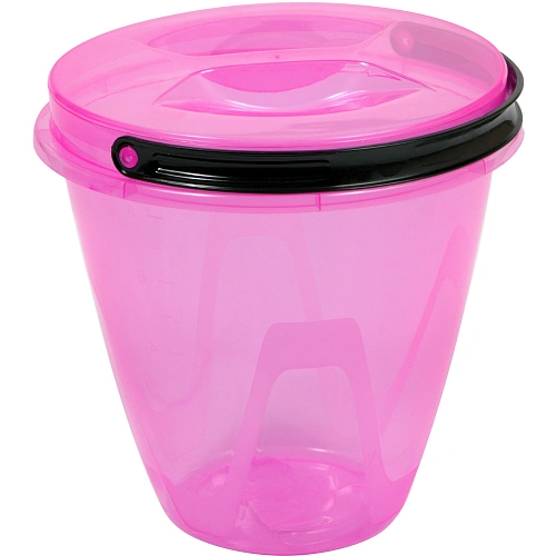 Ведро с крышкой Лайт 10л прозрачное розовое