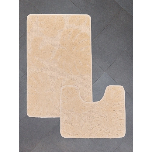 Комплект ковриков для ванной и туалета My Crystal серия Gold 50*60 и 60*100 Папоротник,бежевый